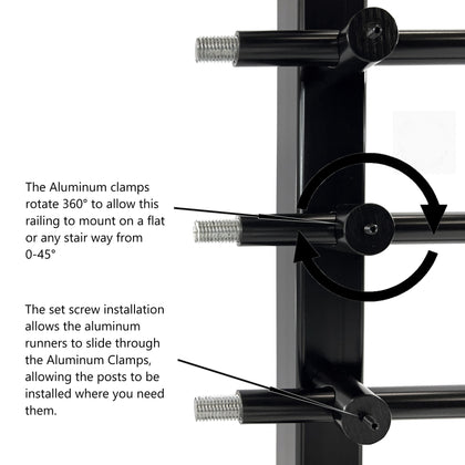 Modern Horizontal Adjustable Railing Banister System, for Staircases, Balconies, and Decks, Complete Guard Railing Kit