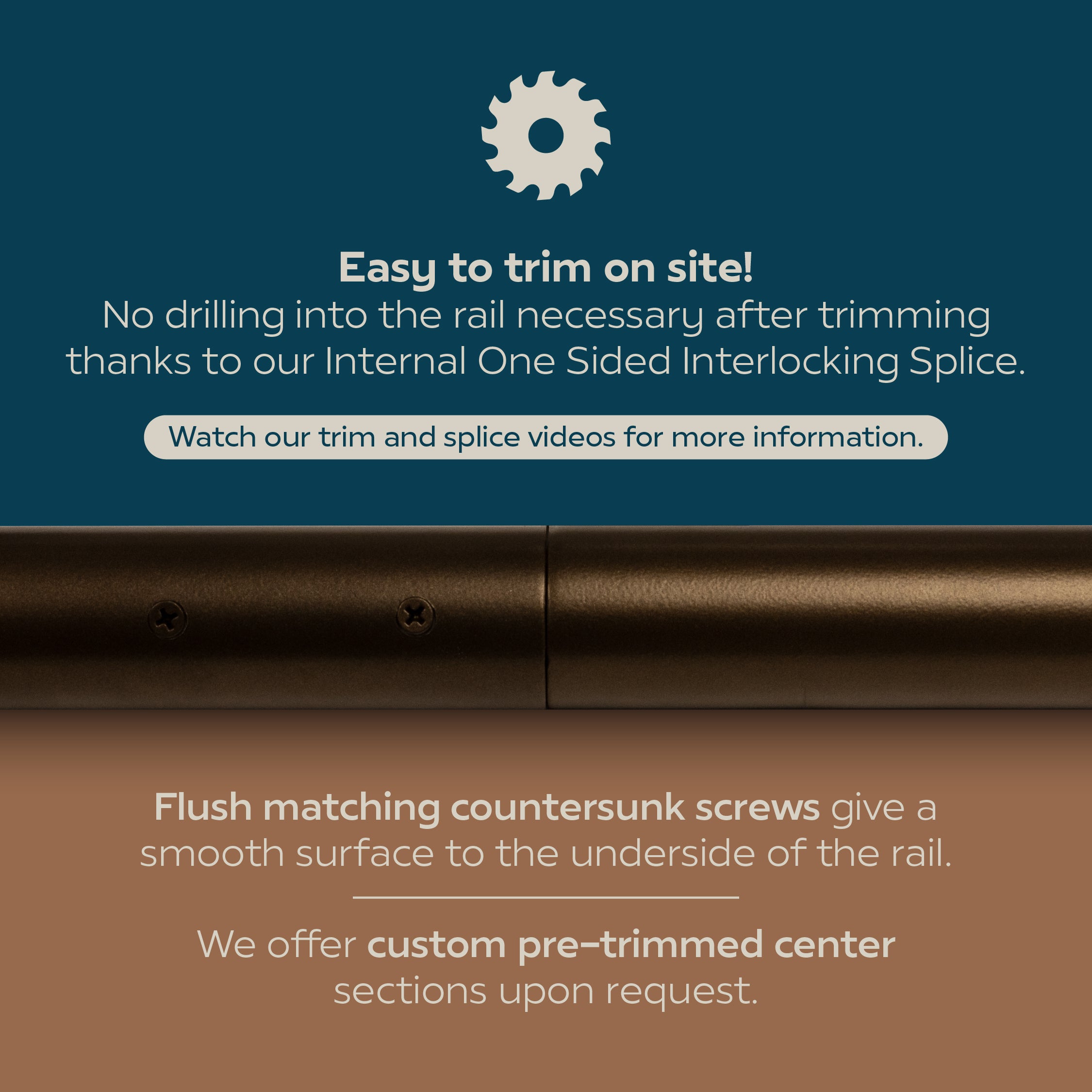 Industrial Aluminum Indoor/Outdoor ADA Customizable Handrail with 12 inch Commercial Horizontal Extensions, 1.5 Inch Round Complete Grab Bar Kit - Bronze Powder Coat