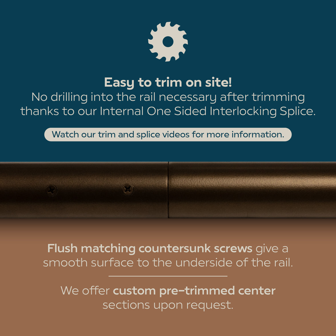 Industrial Aluminum Indoor/Outdoor ADA Customizable Handrail with 12 inch Commercial Horizontal Extensions, 1.5 Inch Round Complete Grab Bar Kit - Bronze Powder Coat