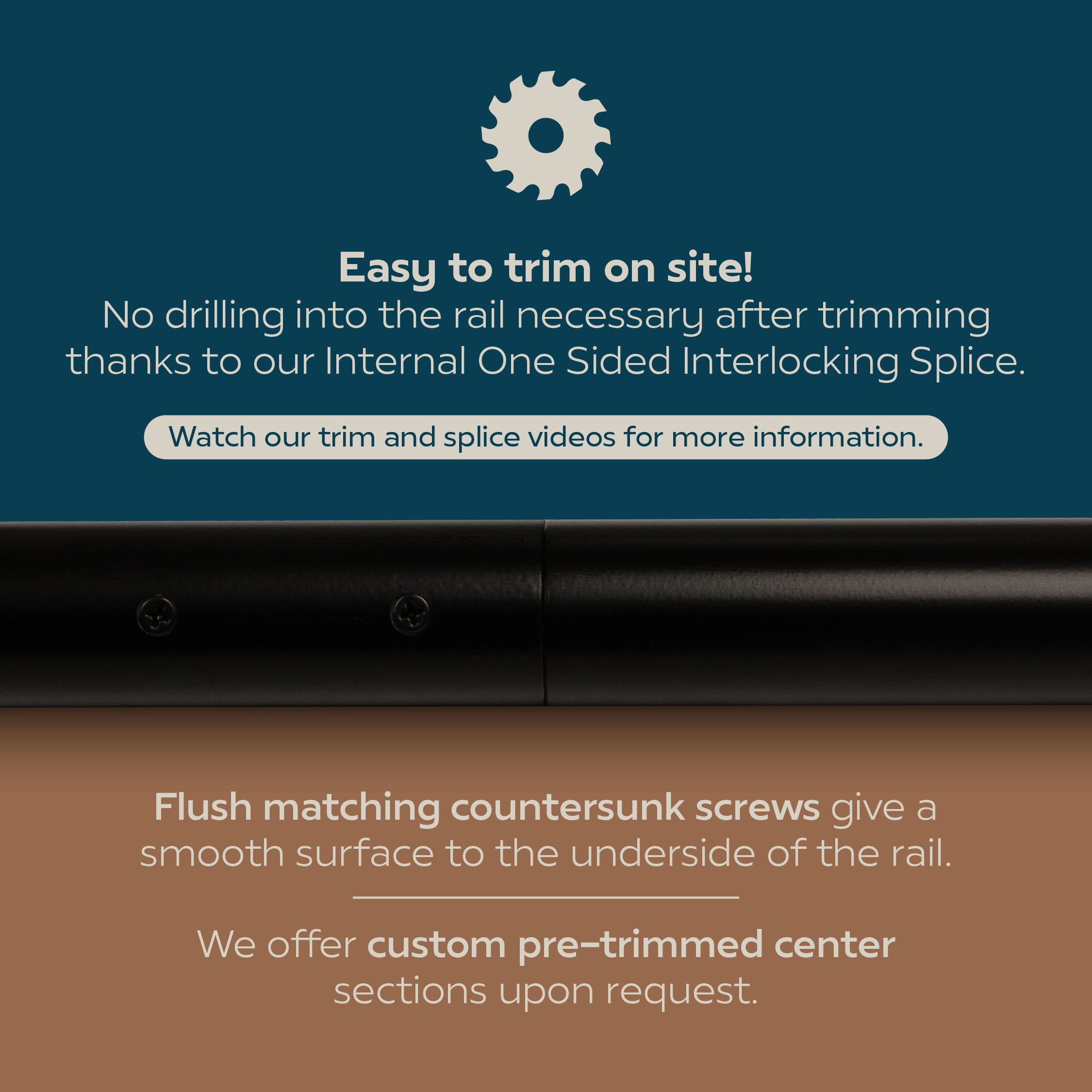 Industrial Aluminum Indoor/Outdoor ADA Customizable Handrail with 12 inch Commercial Horizontal Extensions, 1.5 Inch Round Complete Grab Bar Kit - Bronze / Satin Black Powder Coat