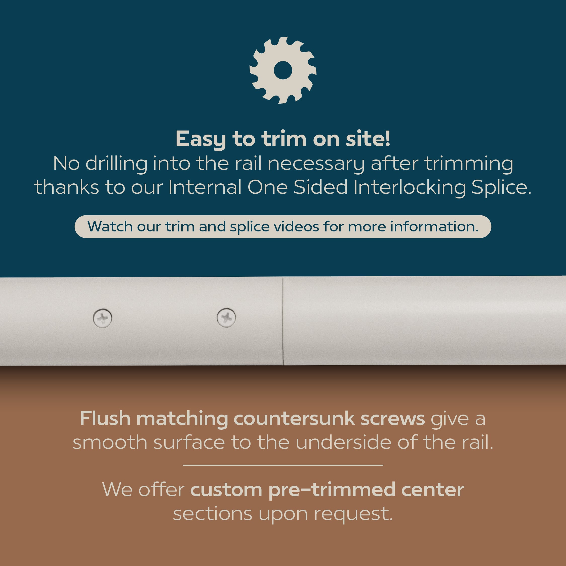 Industrial Aluminum Indoor/Outdoor ADA Customizable Handrail with 12 inch Commercial Horizontal Extensions, 1.5 Inch Round Complete Grab Bar Kit - Bronze / Satin White Powder Coat