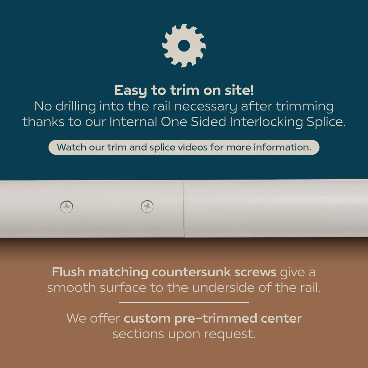 Industrial Aluminum Indoor/Outdoor ADA Customizable Handrail with 12 inch Commercial Horizontal Extensions, 1.5 Inch Round Complete Grab Bar Kit - Bronze / Satin White Powder Coat