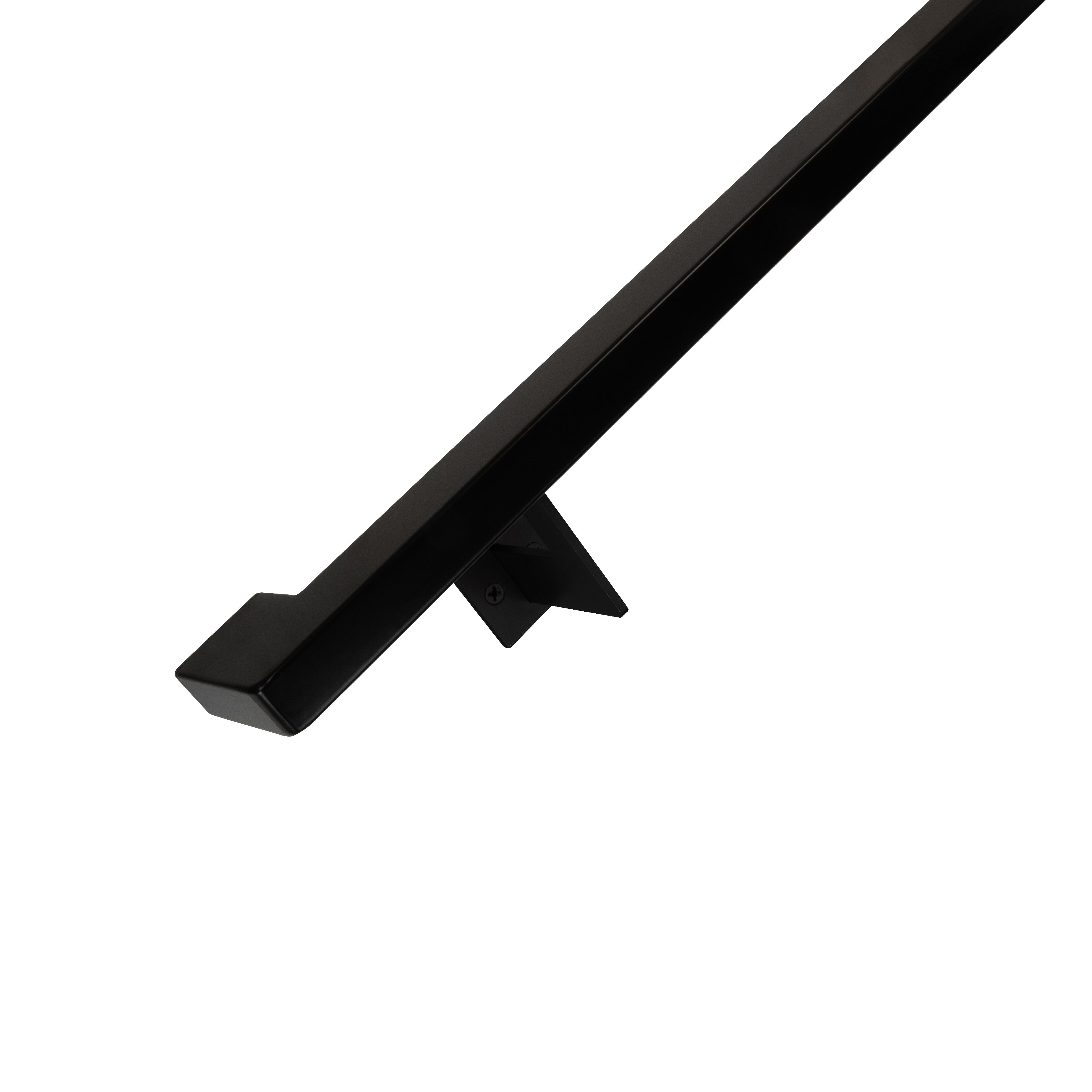 Urban Contemporary Aluminum Complete Handrail Grab Bar Set, Brackets Included, Matt Black Powder Coated Finish