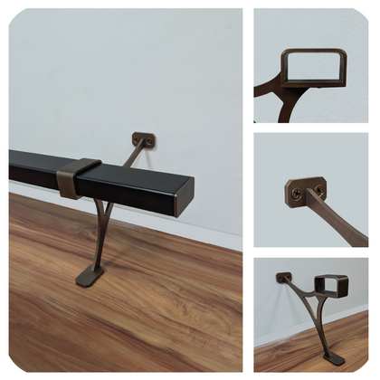 Heavy Duty Aluminum Foot Rail Kit - Floor Mount Rest for Kitchen, Restaurant, and Office - High Strength Brackets, Indoor/Outdoor, Bronze/Black