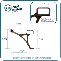 Heavy Duty Aluminum Foot Rail Kit - Floor Mount Rest for Kitchen, Restaurant, and Office - High Strength Brackets, Indoor/Outdoor, Bronze/Black