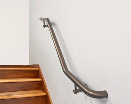 Industrial Aluminum Indoor/Outdoor ADA Customizable Handrail with 12 inch Commercial Horizontal Extensions, 1.5 Inch Round Complete Grab Bar Kit - Bronze Powder Coat