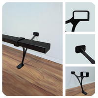 Heavy Duty Aluminum Foot Rail Kit - Floor Mount Rest for Kitchen, Restaurant, and Office - High Strength Brackets, Indoor/Outdoor, Black