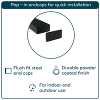 Heavy Duty Aluminum Foot Rail Kit - Floor Mount Rest for Kitchen, Restaurant, and Office - High Strength Brackets, Indoor/Outdoor, Black