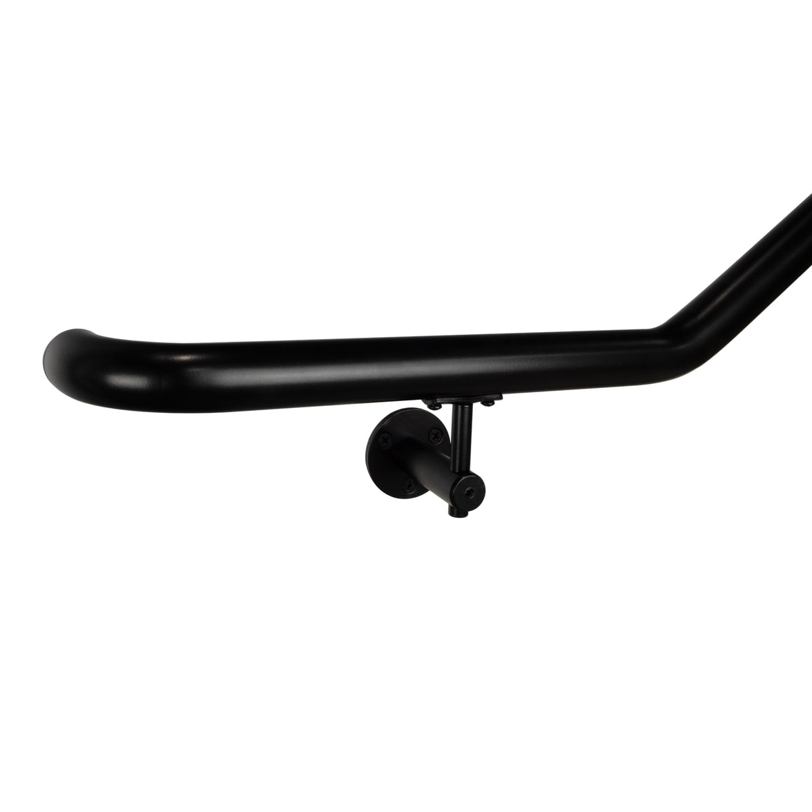Industrial Aluminum Indoor/Outdoor ADA Customizable Handrail with 12 inch Commercial Horizontal Extensions, 1.5 Inch Round Complete Grab Bar Kit - Satin Black