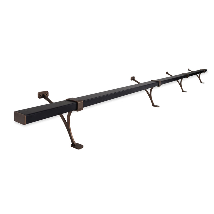 Heavy Duty Aluminum Foot Rail Kit - Floor Mount Rest for Kitchen, Restaurant, and Office - High Strength Brackets, Indoor/Outdoor, Bronze/Black