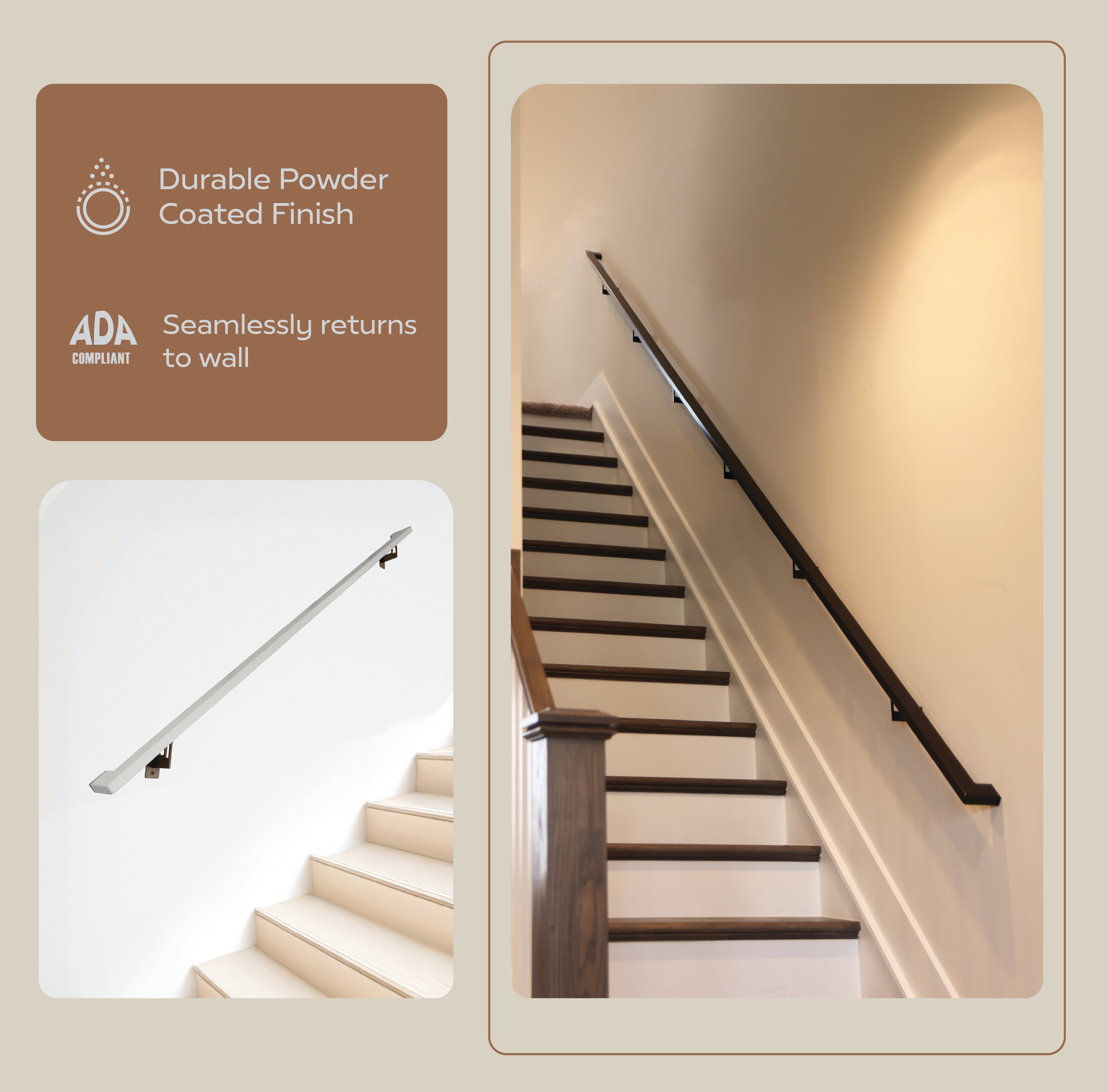 Hand Rails Bar Modern Minimalist High Strength Aluminum Handrail Grab Bar, Brackets I