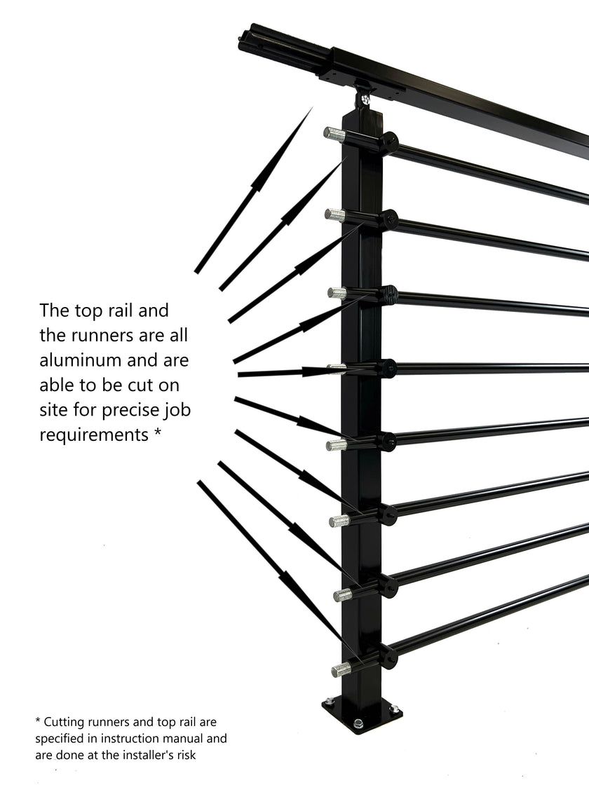 Adjustable Railing Insert Modern Horizontal Adjustable Railing Banister System, for Staircases,