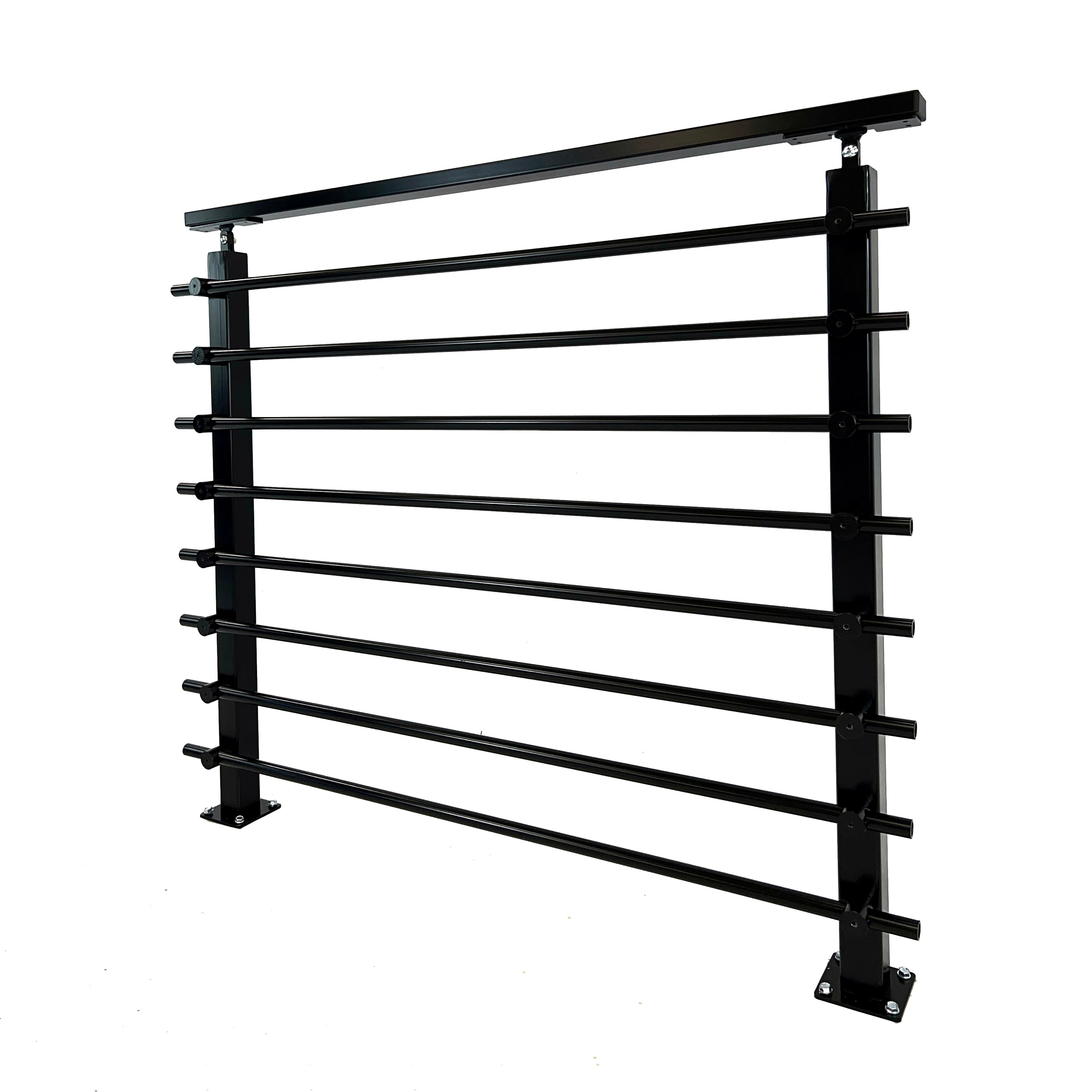 Modern Horizontal Fully Adjustable Railing Banister System, for Staircases, Balconies, and Decks, Complete Guard Railing Kit