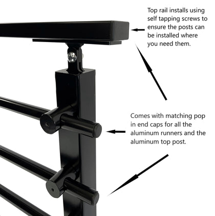 Modern Horizontal Adjustable Railing Banister System, for Staircases, Balconies, and Decks, Complete Guard Railing Kit
