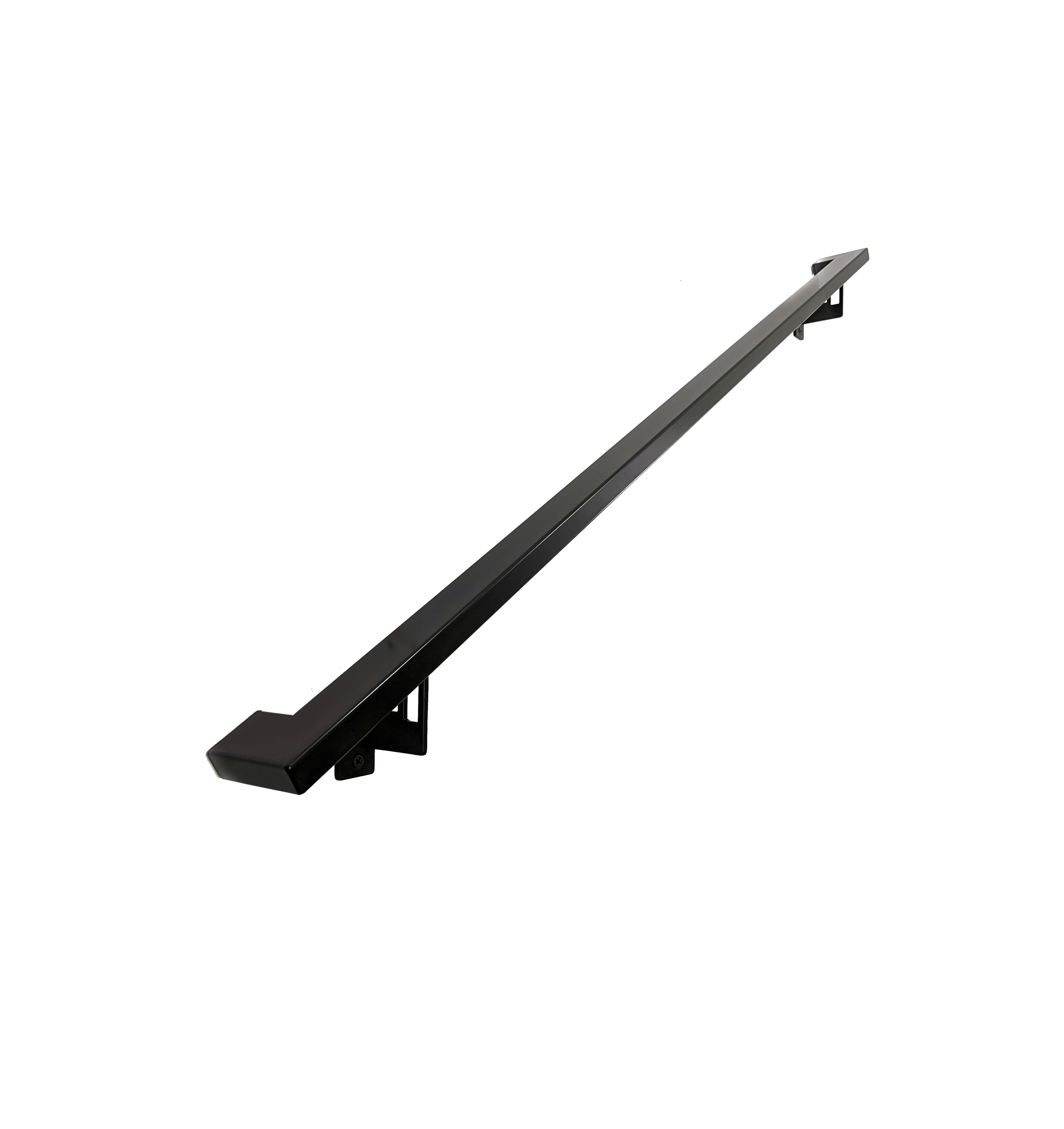 Modern Minimalist High Strength Aluminum Handrail Grab Bar, Brackets Included, Matt Black Powder Coat