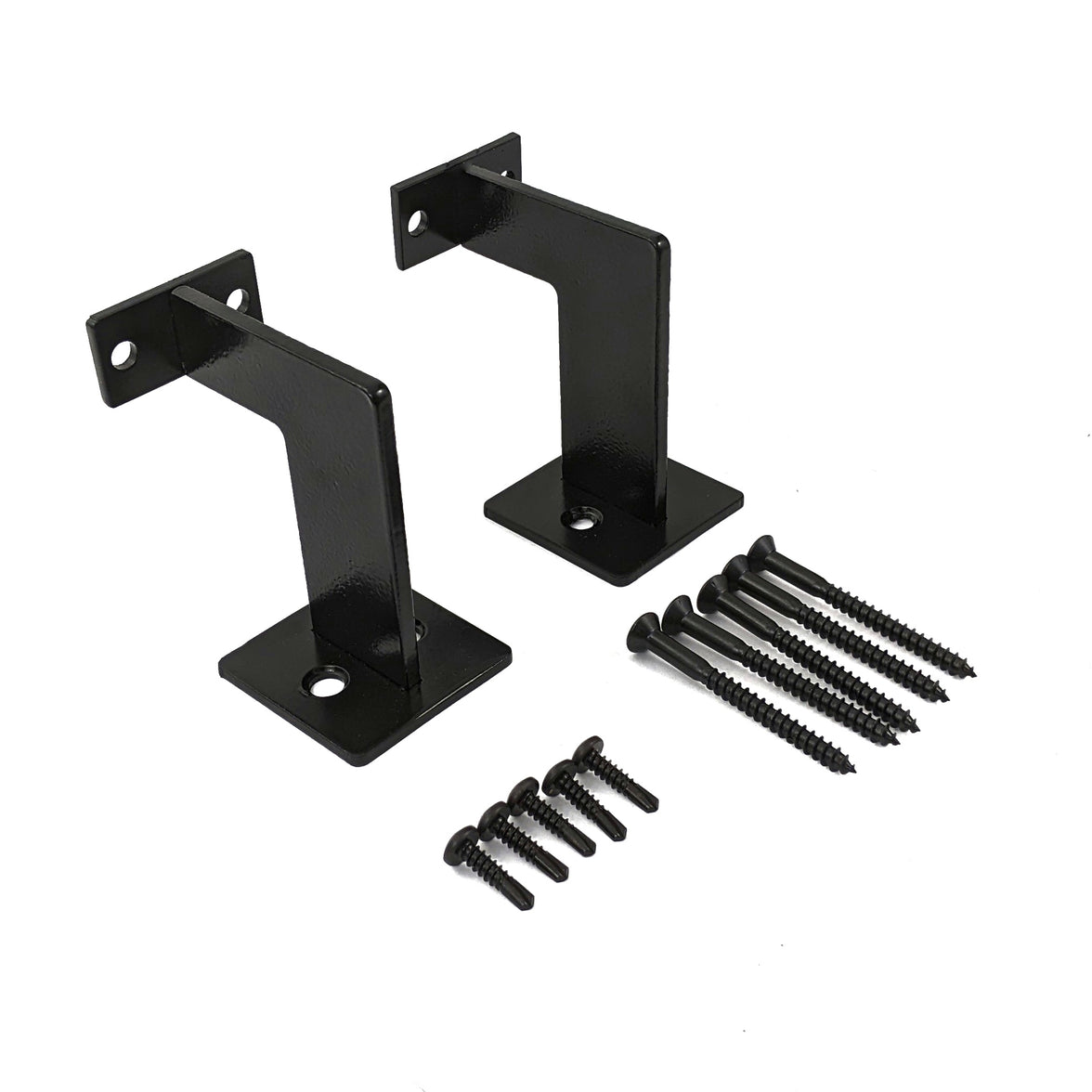 Set of Two Urban Contemporary Handrail Brackets, Black Powder Coat
