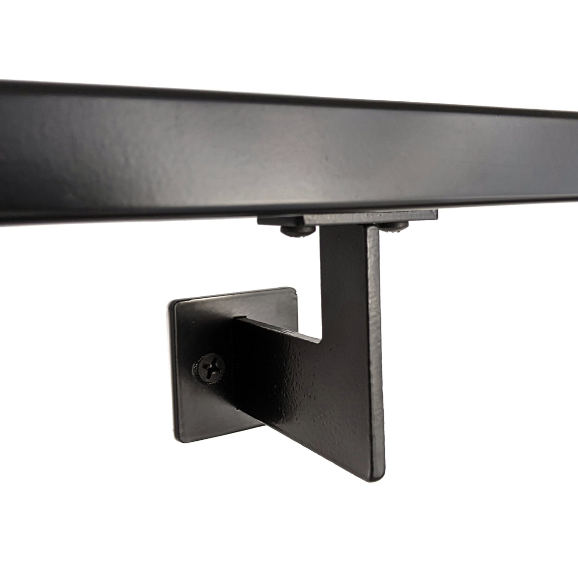 Set of Two Urban Contemporary Handrail Brackets, Black Powder Coat