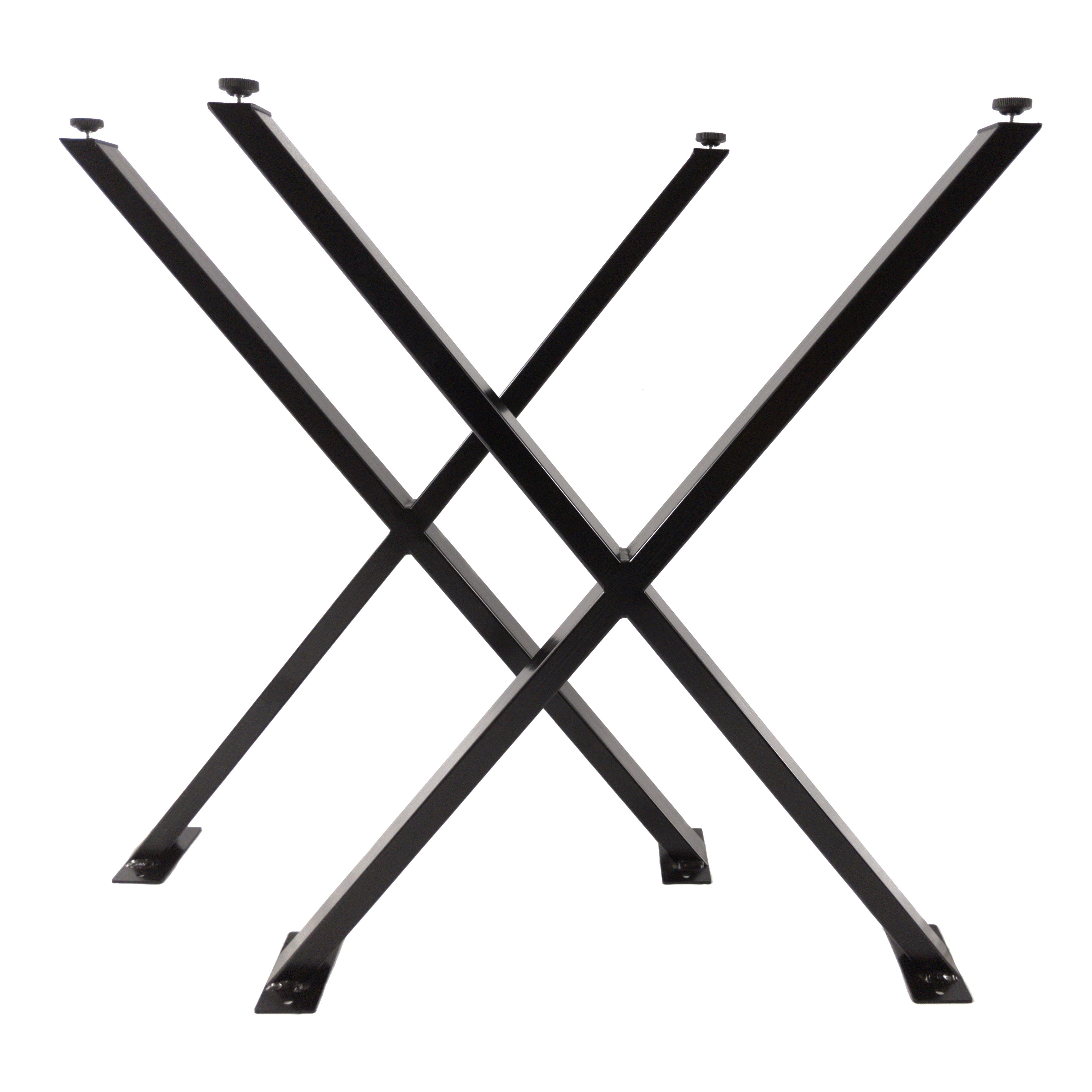 SET of 2 Modern Industrial X Table Legs, Self Leveling, Heavy Duty Kitchen, Dining, and Bench Legs, Powder Coated Black