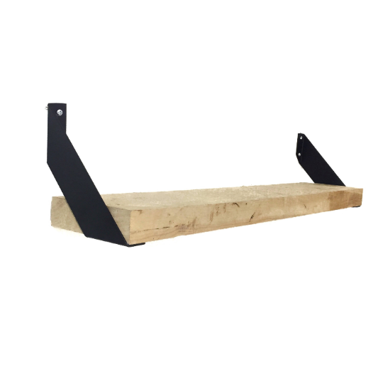 Set of 2, Bent Industrial Angle Shelf Brackets Flat Black Powder Coat - Concept Fusion