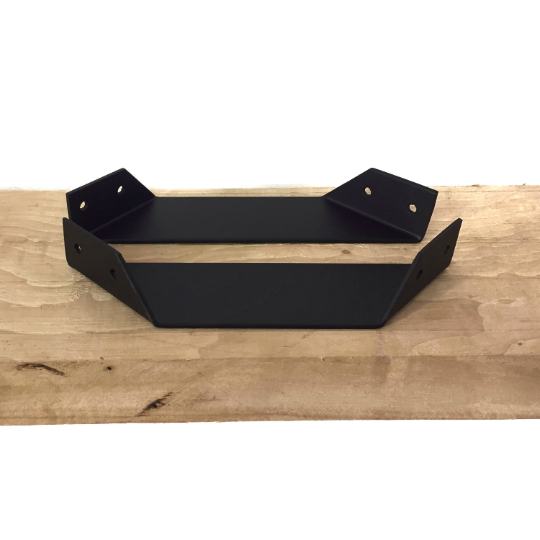 Set of 2, Bent Industrial Angle Shelf Brackets Flat Black Powder Coat - Concept Fusion