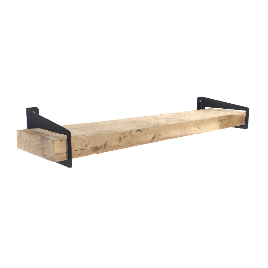 FREE SHIPPING - Set of 2, Bent Metal Industrial Stirrup Shelf Brackets Flat Black Powder Coat - Concept Fusion