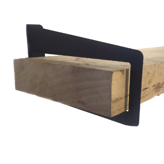 FREE SHIPPING - Set of 2, Bent Metal Industrial Stirrup Shelf Brackets Flat Black Powder Coat - Concept Fusion