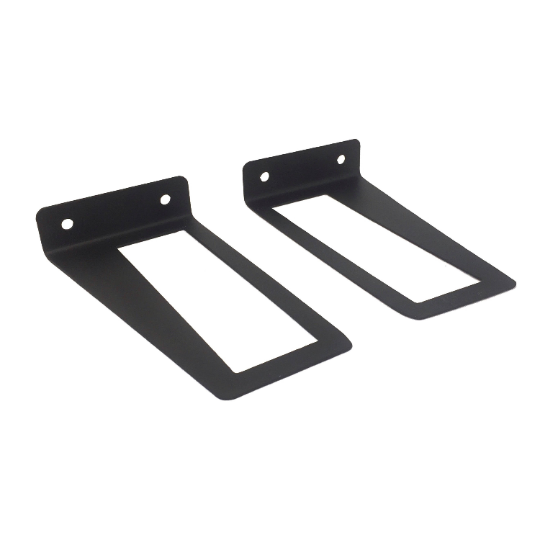 FREE SHIPPING - Set of 2, Bent Metal Industrial Stirrup Shelf Brackets Flat Black Powder Coat - Concept Fusion