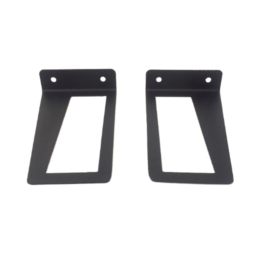 FREE SHIPPING - Set of 2, Bent Metal Industrial Stirrup Shelf Brackets Flat Black Powder Coat - Concept Fusion