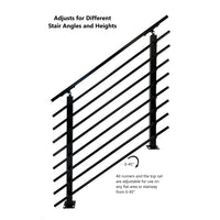 Modern Horizontal Adjustable Railing Banister System, for Staircases, Balconies, and Decks, Complete Guard Railing Kit